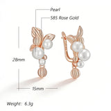 14 Karat Filled Gold Unique Pearl English Earrings for Women Daily Fine Jewellery