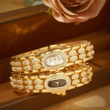 Fashion Gold Bracelet Stainless Steel Quartz Vintage Ladies Watches -  Zircon Diamonds Wristwatches Gifts for Women