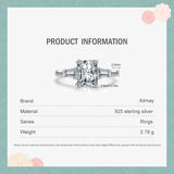 Luxury Rectangle 2 Carat AAAA Lab Created Diamond 925 Sterling Silver Ring