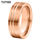 Offset Lines Polished 8mm Original Color Tungsten Wedding Ring for Men Women
