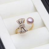 Unique Design Trend Real Multicolour Pearls AAA Zircon Diamonds 925 Silver Rings