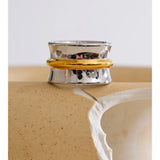 18K Gold Plated Stainless Steel Wide Minimalist  two-tone Distinctive High Quality Ring