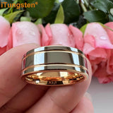 New Pipe Cut 8mm Shiny Polished Tungsten Carbide Comfort Fit Rings for Men and Women - Engagement Wedding  Jewellery