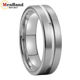 Flat Brushed Polishing Center Groove 6mm Wedding Engagement Gold Tungsten Rings