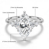 Impressive GRA Certified 2CT Marquise Cut Moissanite High Quality 14K Gold Filled Ring