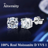 S925 Silver Platinum And Gold Plating Moissanite Stud Earrings Women Fine Jewellery