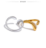 18K Gold Plated Minimalist New Style Stainless Steel Open Chic Adjustable Fashion Ring