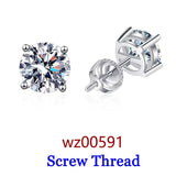 Premium 0.5-2ct Moissanite Diamonds Sterling Silver Stud Earrings for Men Women