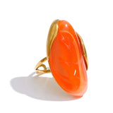 18K Gold Plated New Design Brown Green Beige Resin Geometric Stainless Steel Ring
