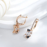 Luxury Party Jewellery Full Geometric 14K Filled Rose Gold Black White AAA Zircon Crystals Earrings for Women