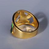 New Retro Hollow Flower Two-tone Enamel Flower 925 Silver Ring
