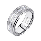 Half Eternity Round 5A Cubic Zircon Crystals Tungsten Carbide Men's Promise Wedding Rings, Fashionable Jewellery