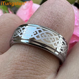 New Stepped Edges Laser Engraved Comfort Fit Men Women Tungsten Wedding Ring