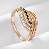 Selection of 14K Filled Gold Black, White AAA Zircon Crystals Cocktail Luxury Rings