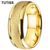 Sandblasted Gold Tone 6/8mm  Engagement Wedding Tungsten Ring for Men Women