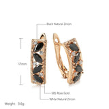 Fashion Vintage Design Square 14K Rolled Rose Gold AAA Black Zircon Crystals Stud Luxury Earrings - Fine Jewellery