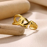 New In Stainless Steel 14K Gold Colour Rings For Women and Girls - Ideal Trendy Fashion Rings, Ideal Gifts - The Jewellery Supermarket