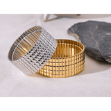 New Trendy Stainless Steel Elastic Metal Wide Bracelet Bangle Gold Silver Colour High Quality Jewellery