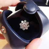 18K White Gold Plated 925 Sterling Silver 2 Carat Sunflower Moissanite Diamonds Engagement Weddings Rings For Women