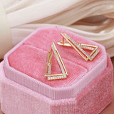 14 Karat Gold Filled Triangle Geometry Trendy AAA Zircon Diamonds Earrings For Women