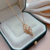 Elegant Classic Design 14K Filled Rose Gold AAA Zircon Diamond Pendant Necklace - High Quality Jewellery