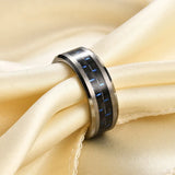 New Chamfered Inlaid Carbon Fiber 8mm Tungsten Couples Rings for Women Men