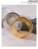 New Trendy Stainless Steel Elastic Metal Wide Bracelet Bangle Gold Silver Colour High Quality Jewellery - The Jewellery Supermarket