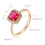 Delightful 14K Rolled Gold AAA Zircon Red Crystal Solitaire Ring Classic Jewellery
