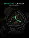New Arrival Top Brand Luxury Creative Racing and Triangle Design Silver Skeleton Dial Automatic Mechanical Watches