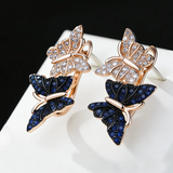 14 Karat Gold Filled AAA Zircon Crystals Unique Butterfly Dangle Luxury Earrings