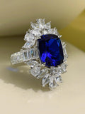 Dazzling Blue Treasure Ring, European and American niche Lab Created Gemstone, Party Engagement Fine Jewellery - The Jewellery Supermarket