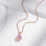 Brilliant Geometric Pink 14K Rolled Rose Gold AAA Zircon Crystal Pendant And Necklace - Shiny Jewellery