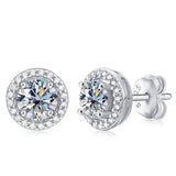 Admirable Classical Round Cut 2 Carat Real Moissanite Diamonds Stud Earrings. Sterling Silver Fine Earrings for Women - The Jewellery Supermarket