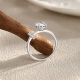 Open Minimalist Design Oval AAAA Lab Created Diamond Silver Sparkling Ring
