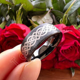 Laser Engraved Pipe Cut Brushed Finish 6MM 8MM Tungsten Wedding Men Women Rings