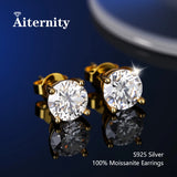 GRA Moissanite Diamonds Studs Silver Earrings Pass Diamond Tester Pen For Men Women