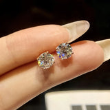 Real 0.1-3CT Moissanite Diamond Stud Earrings Silver Platinum Plated  Fine Jewelry