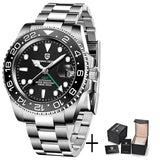 Top Brand Men Mechanical Wristwatches Luxury Ceramic Bezel GMT Watches Automatic 100m Waterproof Watches for Men