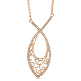 Leaf Shape Hollow Big Size 14K Filled Rose Gold Full Paved AAA Zicon Diamonds Necklaces - Party Jewellery