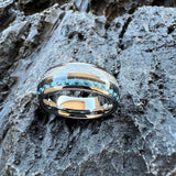 Meteorite Carbon Fiber Inlay 8mm Tungsten  Engagement Wedding Rings for Men Women