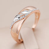 Latest Vintage 6mm Wide AAA Zircon Diamonds Leaf Rings for Women with 14K Filled Rose Gold in Silver Colour Jewellery