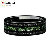 New Style 8mm Moss Agate & Meteorite Silver Tungsten Wedding Men Women Rings