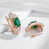 14 Karat Gold Filled Luxury Green and White AAA Zircon Crystals Drop Earrings