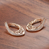 14K Gold Filled New Trendy AAA Zircon Diamonds Drop Unusual Ethnic Pattern Big Earrings