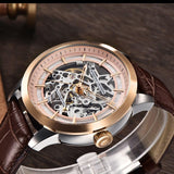 New Famous Brand Men Luxury Automatic Mechanical Skeleton Style Stainless Steel Waterproof Sports Leather Watch - The Jewellery Supermarket