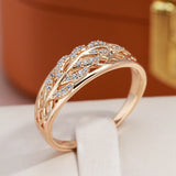 Awesome Vintage Texture Full Hollow Design 14K Rolled Rose Gold AAA Zircon Diamonds Ring -  Exquisite  Jewellery