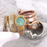 Luxury Snake Shape Quartz Watch Stainless Steel Strap Bracelet Wristwatch Watches