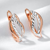14 Karat Gold Filled Two tone Fashion Glossy Hollow Leaves Dangle Vintage Earrings