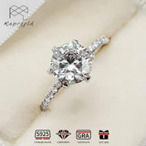 925 Sterling Silver 6.5mm Round Cut D Colour VVS1 Moissanite Solitaire Engagement Wedding Rings, Fine Jewellery