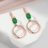 14 Karat Gold Filled Green AAA Zirconia Crystals Round Pendant Long Earrings for Women